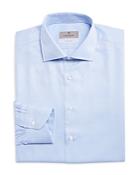 Canali Blue And White Micro Print Dress Shirt