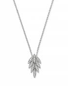 Bloomingdale's Diamond Feather Pendant Necklace In 14k White Gold, 0.20 Ct. T.w. - 100% Exclusive