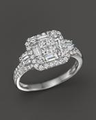 Diamond Princess Cut Statement Ring In 14k White Gold, 1.30 Ct. T.w.