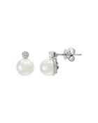 Bloomingdale's Freshwater Pearl & Diamond Stud Earrings In 14k White Gold - 100% Exclusive