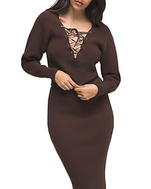 Good American Lace Up Ribbed Sweater