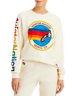 Aviator Nation Rainbow Stripe Graphic Sweatshirt