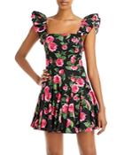 Alice And Olivia Ginny Ruffle Sleeve Floral Print Dress