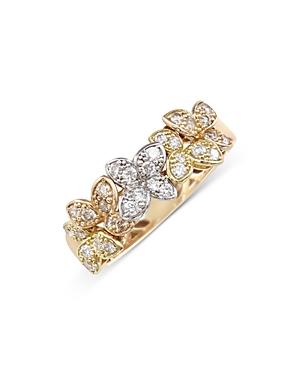 Pasquale Bruni 18k Rose, White & Yellow Gold Ring With White & Champagne Diamonds