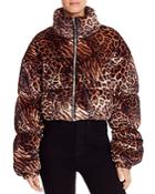 Tiger Mist Reme Leopard Print Velour Puffer Jacket