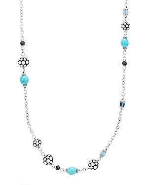 John Hardy Sterling Silver Dot Sautoir Necklace With Turquoise, Swiss Blue Topaz And Black Sapphire, 36
