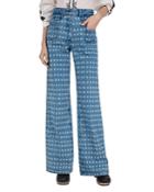 Gerard Darel Anna Block Pattern Flare Leg Jeans In Blue