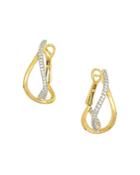 Frederic Sage 18k Yellow Gold Small Diamond Crossover Hoop Earrings