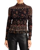 Rebecca Taylor Gf Mesh Shell Turtleneck Top