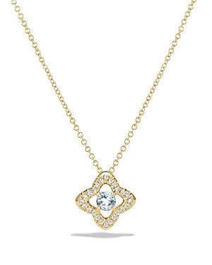 David Yurman Venetian Quatrefoil Necklace With Aquamarine And Diamonds In 18k Gold