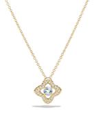 David Yurman Venetian Quatrefoil Necklace With Aquamarine And Diamonds In 18k Gold