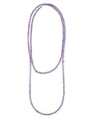Lagos 18k Gold And Amethyst Single Strand Caviar Icon Station Necklace, 34