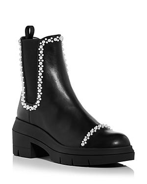Stuart Weitzman Women's Norah Demi Pearl Embellished Chelsea Booties