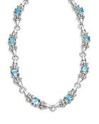 Lagos 18k Yellow Gold & Sterling Silver Glacier Blue Topaz Collar Necklace, 16