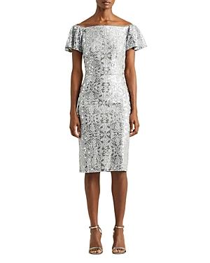 Lauren Ralph Lauren Sequin Embroidered Lace Dress