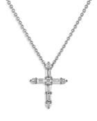 Bloomingdale's Round & Baguette Diamond Cross Pendant Necklace In 14k White Gold, 0.30 Ct. T.w. - 100% Exclusive