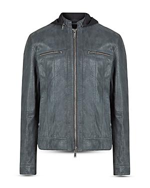 John Varvatos Star Usa Trace Slim Fit Leather Trucker Jacket