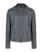 John Varvatos Star Usa Trace Slim Fit Leather Trucker Jacket