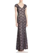 Adrianna Papell Embellished Lace Gown