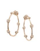 Pasquale Bruni 18k Rose Gold Figlia Dei Fiori White & Champagne Diamond Hoop Earrings