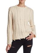 Honey Punch Distressed Cable Sweater