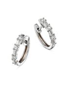 Bloomingdale's Diamond Baguette & Round Huggie Hoop Earrings In 14k White Gold, 0.50 Ct. T.w. - 100% Exclusive