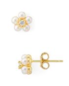 Aqua Simulated Pearl Flower Stud Earrings In Gold-plated Sterling Silver Or Sterling Silver - 100% Exclusive