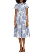 Paule Ka Palm Print Pleated Shirtdress