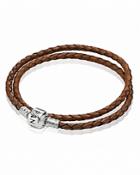 Pandora Bracelet - Brown Leather Double Wrap With Sterling Silver Clasp, Moments Collection