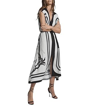 Reiss Heidi Scarf Print Midi Dress