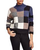 Current/elliott Checkered Mock Neck Sweater