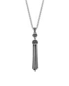 John Hardy Sterling Silver Classic Chain Tassel Pendant Necklace With Black Sapphire & Black Spinel, 20