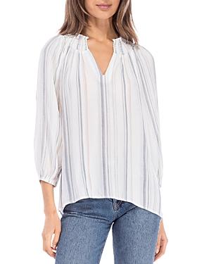 B Collection By Bobeau Smocked Multi Stripe Blouse