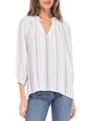 B Collection By Bobeau Smocked Multi Stripe Blouse
