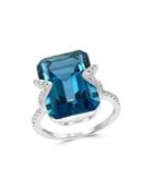 Bloomingdale's London Blue Topaz & Diamond Ring In 14k White Gold - 100% Exclusive