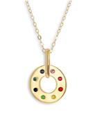 Rachel Reid 14k Yellow Gold Multi Gemstone Circle Disc Pendant Necklace, 17