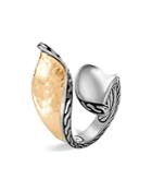 John Hardy Sterling Silver & 18k Bonded Gold Classic Chain Hammered Bypass Ring