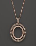 Brown And White Diamond Oval Pendant Necklace In 14k Rose Gold, 1.0 Ct. T.w.