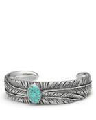 David Yurman Southwest Wide Feather Cuff Bracelet With Turquoise
