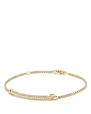 David Yurman Petite Pave Station Chain Bracelet With Diamonds In 18k Gold