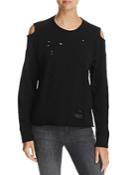Michelle By Comune Mackinaw Distressed Cold-shoulder Sweatshirt