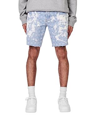 Purple Brand Light Indigo Bleached Jacquard Monogram Shorts
