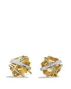 David Yurman Cable Wrap Earrings With Champagne Citrine & Diamonds In Gold