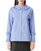 Maje Calia Ruffled Striped Button-down Shirt