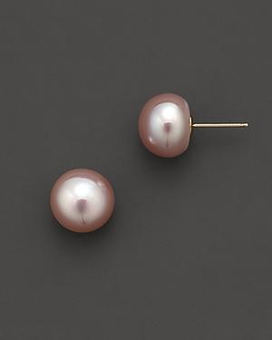 Cultured Freshwater & Natural Color Pink Pearl Stud Earrings, 10mm