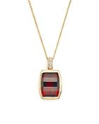 Garnet Pendant Necklace With Diamond Accent In 14k Yellow Gold, 18