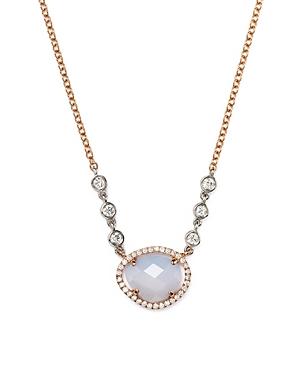 Meira T 14k Rose & White Gold Chalcedony Necklace With Diamonds, 16