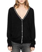 Zadig & Voltaire Maria Piped Merino-wool Cardigan