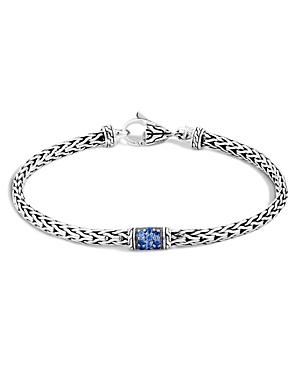 John Hardy Limited Edition Classic Chain Sterling Silver Lava Slim Chain Bracelet With Blue Sapphire