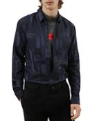 Hugo Ero3-w Cotton Abstract Geo Print Extra Slim Fit Button Down Shirt